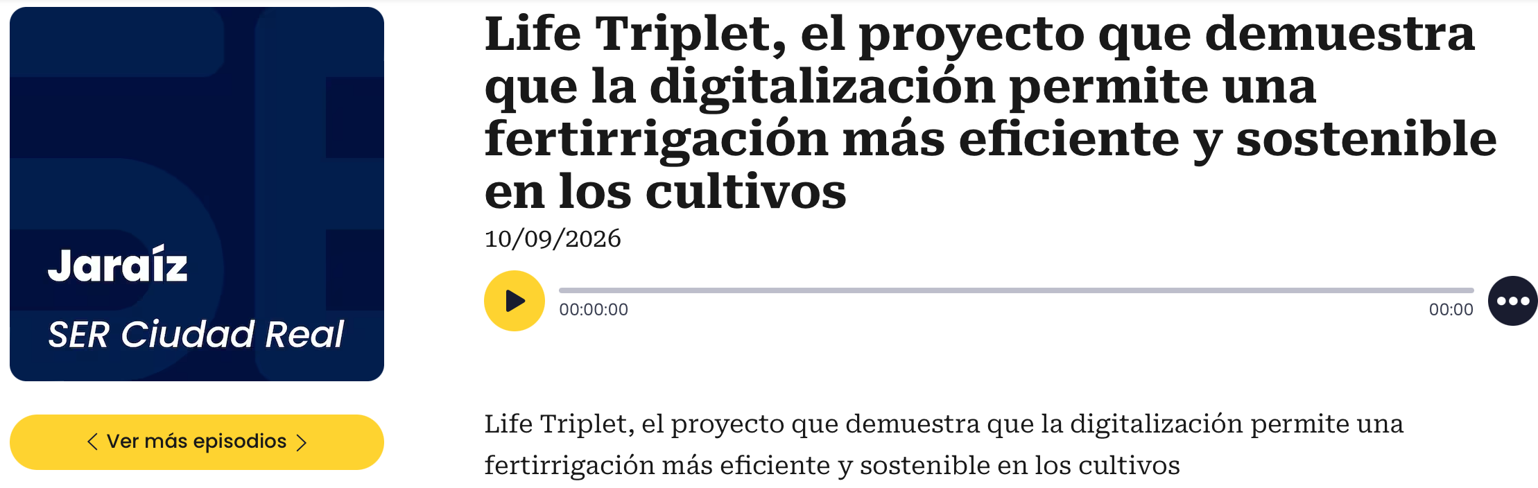 Los resultados del proyecto europeo LIFE Triplet, en Onda Agraria y El Jaraíz